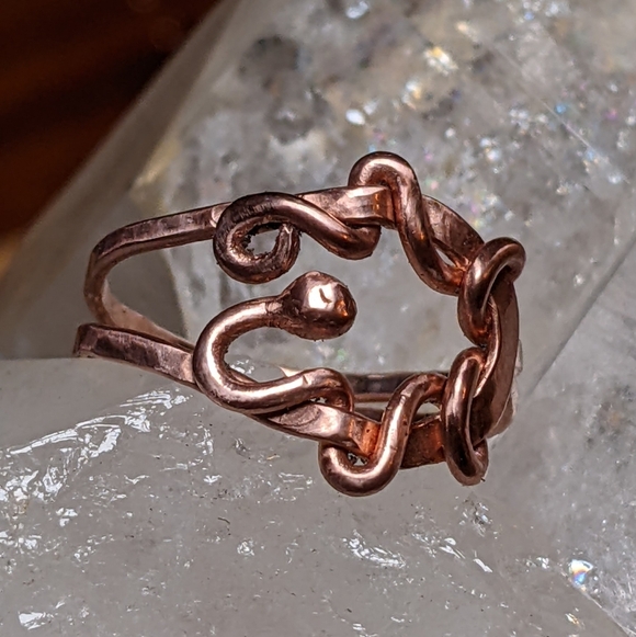 Art Nouveau Copper Ring Nature Inspired Jewelry - Picture 10 of 10